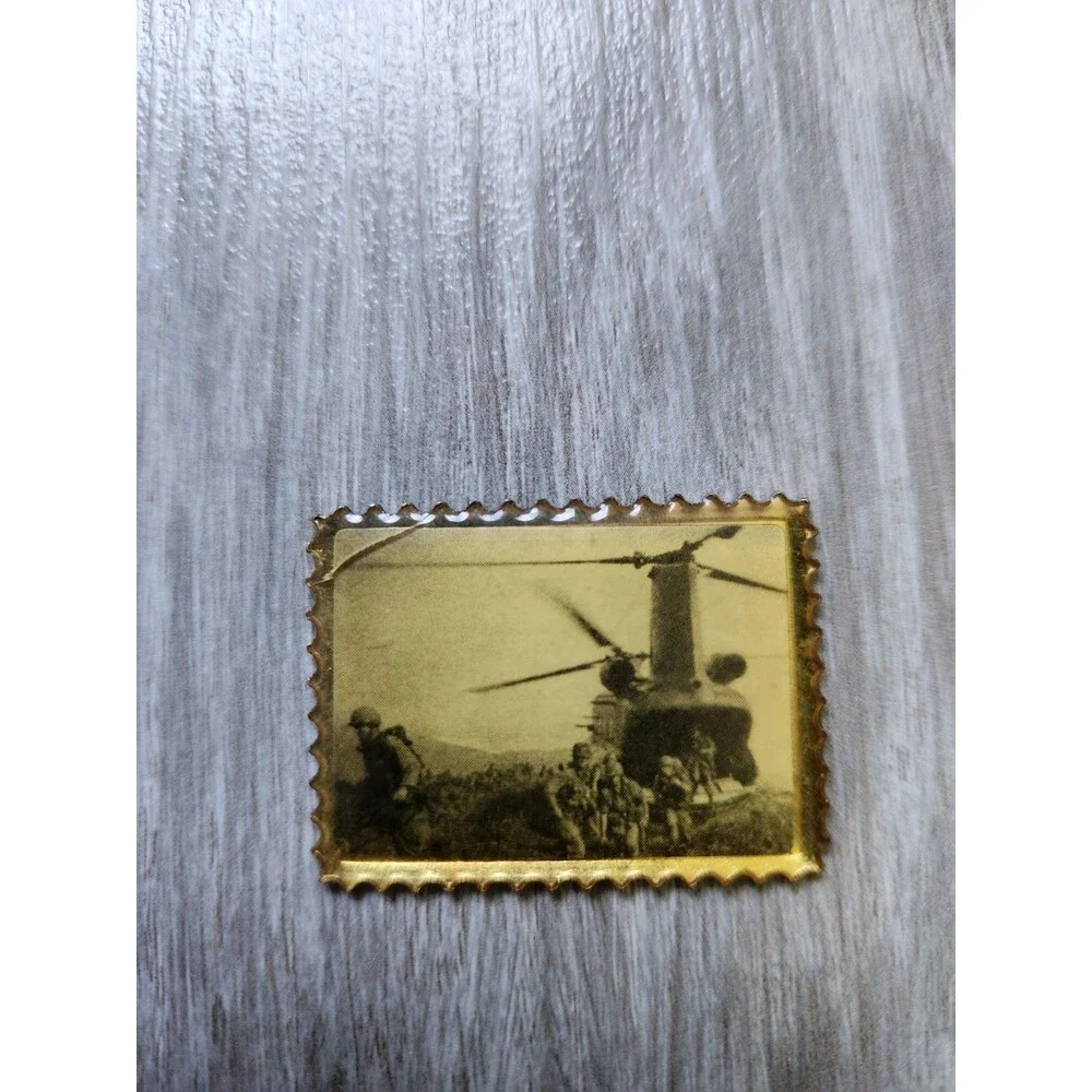 Vintage Vietnam War Helicopter Troops Departing Metal Stamp 1.5